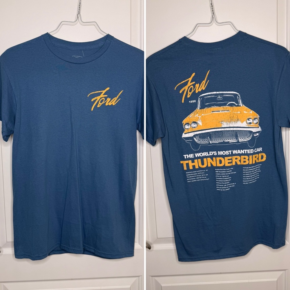 Ford Blue Thunderbird Vintage Style Graphic Tee